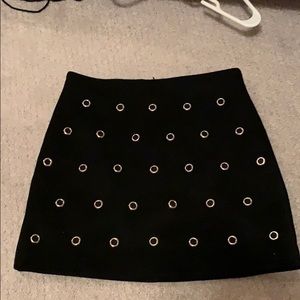 Suede studded mini skirt